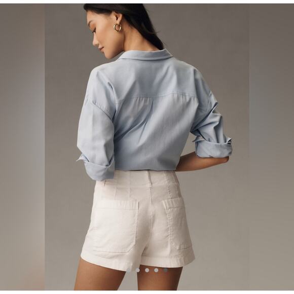 Anthropologie Maeve Colette Shorts White Women's 31 High Rise Patch Pockets - Picture 2 of 7